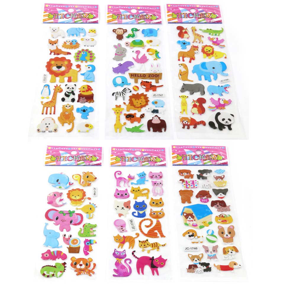 Wrapables 3D Puffy Stickers for Scrapbooking, (10 Sheets) Zoo Animals  Kitties Doggies Owls, 10 Sheets - Fry's Food Stores