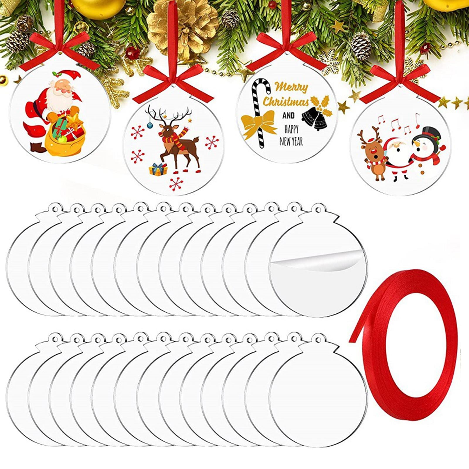 30x Christmas Acrylic Baubles Craft DIY Ornaments Embellishments