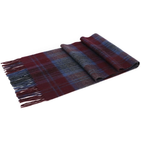 Men's Winter Cashmere Scarf w/ Gift Box,Burgundy & Blue