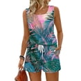 thumbnail image 2 of Iaqnaocc Two Piece Sets for Women Dressy Casual Short Sets for Women Hawaiian Tropic Square Neck Tank Top and Shorts Summer Outfits Lounge Sets for Women Vacation Outfits for Women Pink S, 2 of 5