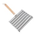 thumbnail image 4 of Detachable Stainless Steel Hot Dog Sausage Roller Rack Steamer With Extra Long Wood Handle 4 Skewers 6 Stick Design BBQ Tools L, 4 of 5