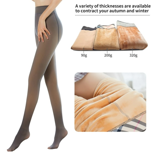 Jinnoda Winter Women Tights Translucent Plush Stocking Warm Fleece Thick  Pantyhose 