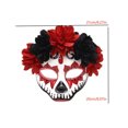 thumbnail image 2 of Máscara de flores para fiesta de Mascarada, máscara de esqueleto de Halloween, máscara de fantasma de cara completa, máscara de Carnaval de novia, Día de los muertos mexicano, 2 of 5