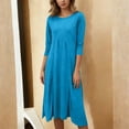 thumbnail image 2 of Afdoent Women's Dresses Elegant Knit Dress Classic Crew Neck Short Sleeves Casual Soft Solid Color Knit Midi Dress For Everyday Outfits Comfortable Vacation Fashion Outfits, 2 of 4
