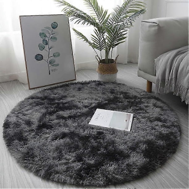 40/60/80cm Small Round Shaggy Rug Soft Anti-Skid Mat Living Room Bedroom Carpet Home Decor Winter Co