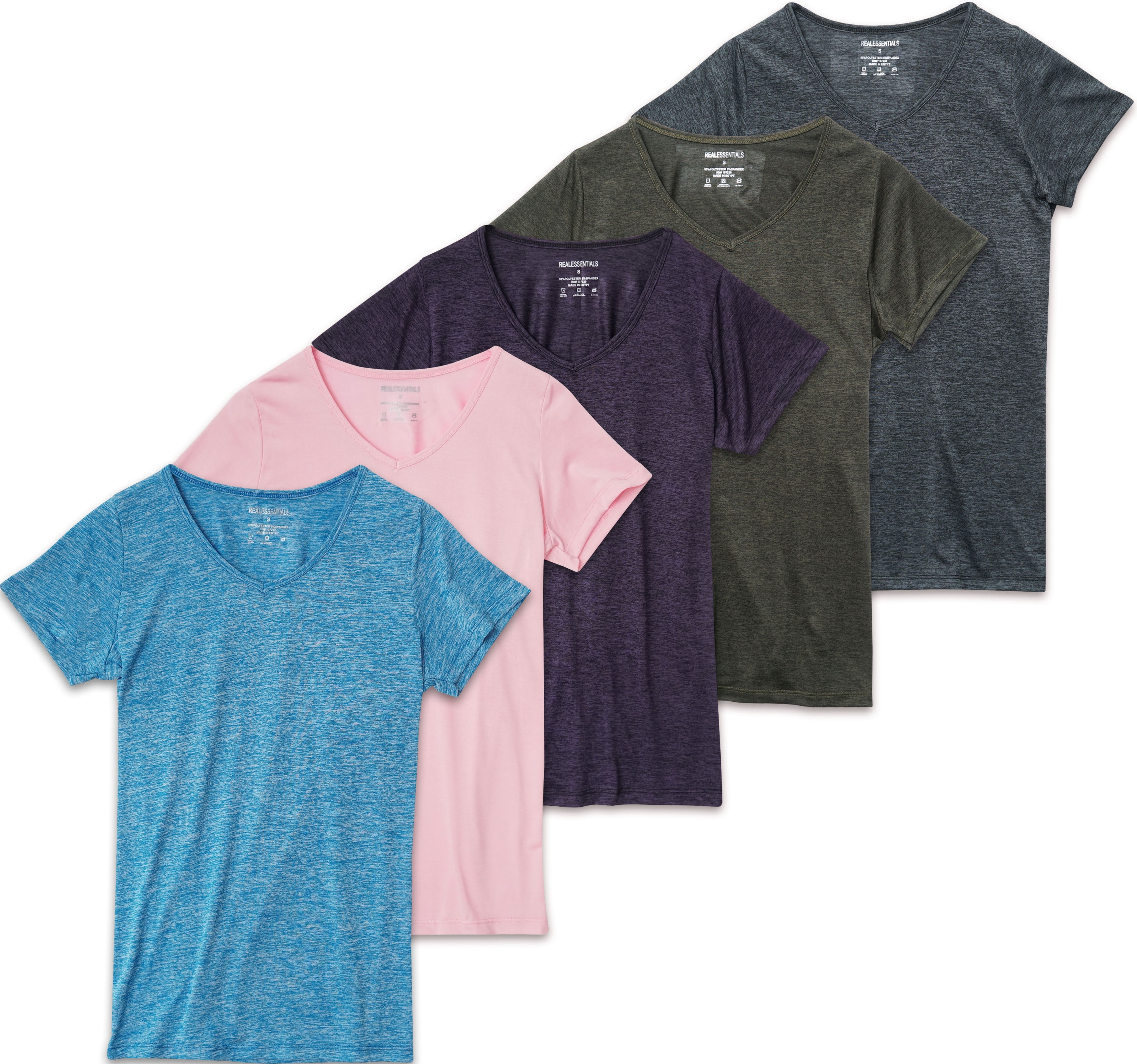 5-Pack Women's Short Sleeve V-Neck Activewear T-Shirt Dry-Fit Wicking Perfomance Yoga - Walmart.com