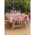 thumbnail image 2 of Outdoor Tablecloth with Umbrella Hole and Zipper, Valentine's Day Rectangle Table Cloth 60x84 Inch Waterproof Tablecloth, Romantic Light Pink Loves Polka Dot Picnic Table Cover for Patio Camping, 2 of 7