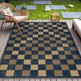 thumbnail image 3 of DEORAB Outdoor Rugs 8'X10' Chenille Patio Rug Three-Layer Material Imitation Silicone Spot Molding Camping Outside Rv Mat, Blue Black & Brown, 3 of 11