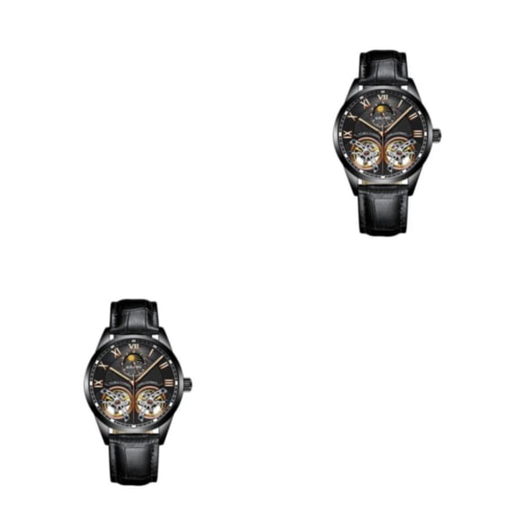 Qarigey Reloj Mecánico para hombre, correa de cuero analógica Vintage, reemplazo, fácil de combinar, reloj de luminoso de negocios, regalo Type6 NO6