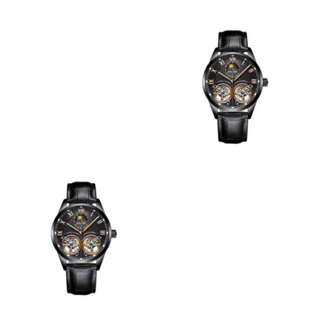Qarigey Reloj Mecánico para hombre, correa de cuero analógica Vintage, reemplazo, fácil de combinar, reloj de luminoso de negocios, regalo Type6 NO6