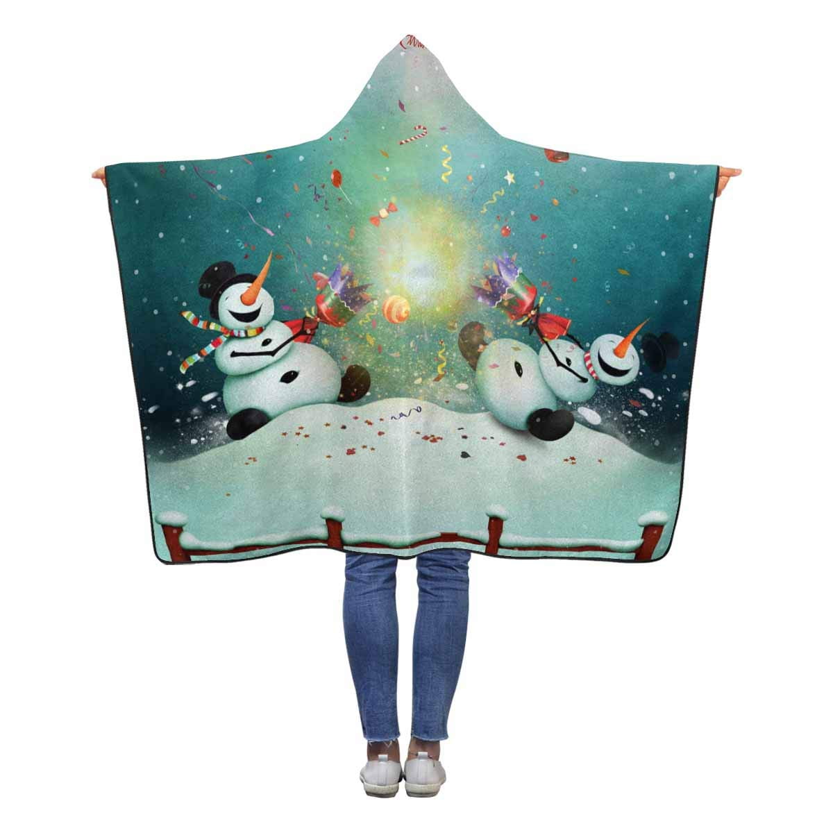 HATIART Cheerful Snowman Throw Hooded Blanket 50x60 inches Kids Girls