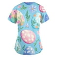 thumbnail image 2 of Scrubs Top For Women，Scrub Tops Womens Cute Easter Printed Nurse Uniforms 2026 Short Sleeve Scrub V Neck Shirt with Pockets，Royal Blue，XXXXL, 2 of 3