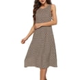 thumbnail image 4 of WRKEKC Printed Dresses for Women Botanical Print Crew Neck Sleeveless Straight Column Midi Flowy Silhouette Chic, 4 of 4