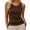 Coffee, variant on ZyeKqe Going out Tops for Women Sleeveless Shirts Crewneck Ribbed Knit Stretchy Slim Fitted Basic Tees