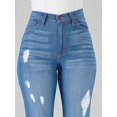 thumbnail image 3 of Women’s High Waisted Distressed Flare Jeans Stretchy Denim Trendy Ripped Details for Curvy Fit, 3 of 6
