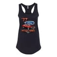 thumbnail image 2 of Wild Bobby, 1977 Ford Motors 77 Mustang Silhouette, Cars and Trucks, Women Racerback Tank Top, Black, Small, 2 of 4