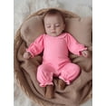 thumbnail image 2 of BemeyourBBs Baby Girls Jumpsuit Romper Newborn Coming Home Outfit Long Sleeve Doll Collar Frills Romper Fall Winter Spring Baby Essentials Clthes, 2 of 9