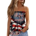 thumbnail image 3 of Womens Tube Tops Strapless Bandeau Tops Backless Sexy Tank Tops Smocked Ruffled Backless Tanks American Flag Shirt Cute Summer Style Wine XXL, 3 of 6