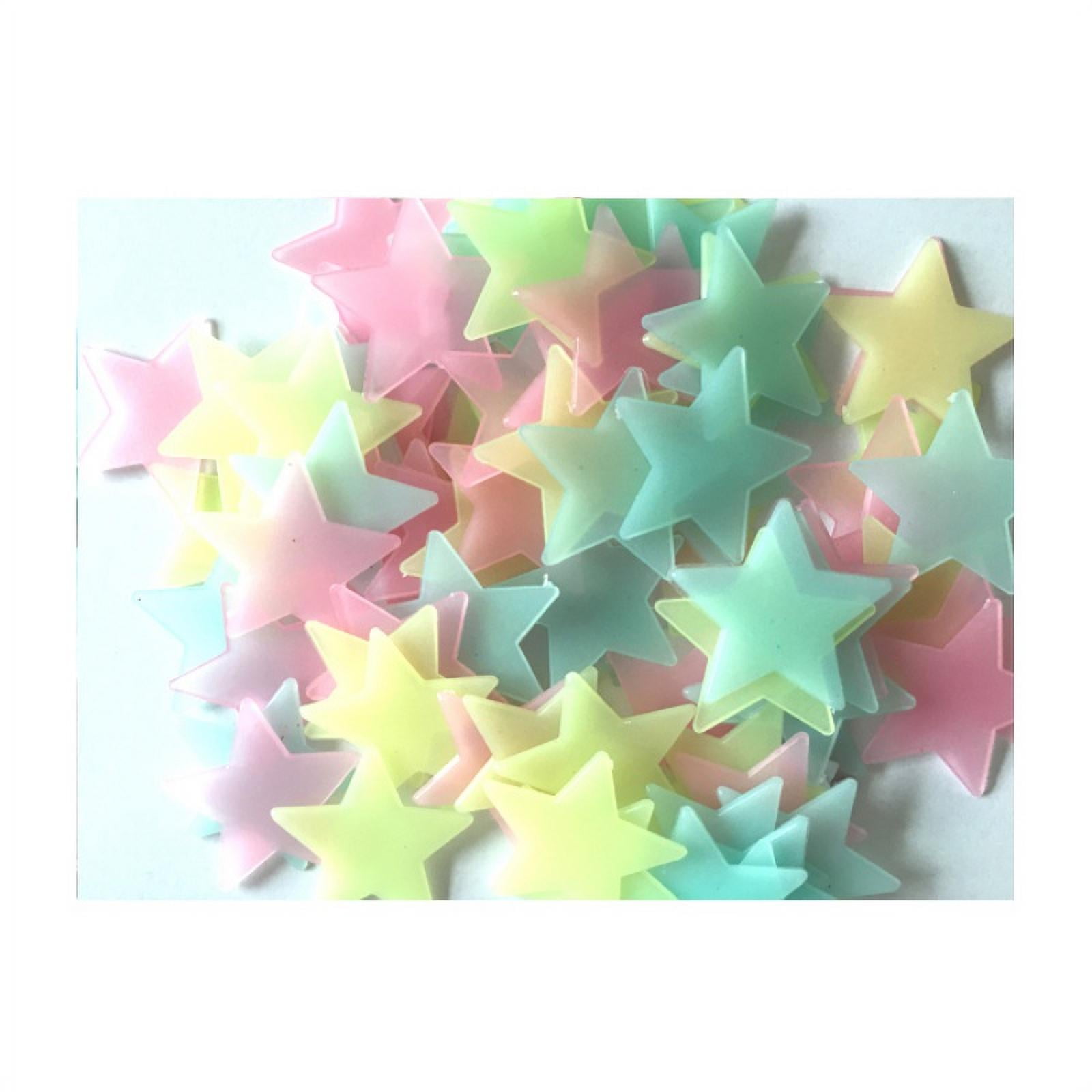 100 Pcs Colorful Glow in The Dark Luminous Stars Fluorescent Noctilucent Plastic Wall Stickers Murals Decals for Home Art Decor Ceiling Wall Decorate Kids Babys Bedroom Room Decorations