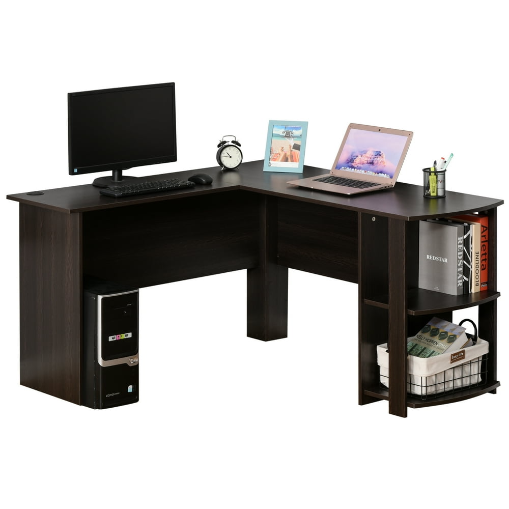 LShaped Corner Computer Desk Wood PC Workstation Laptop Table