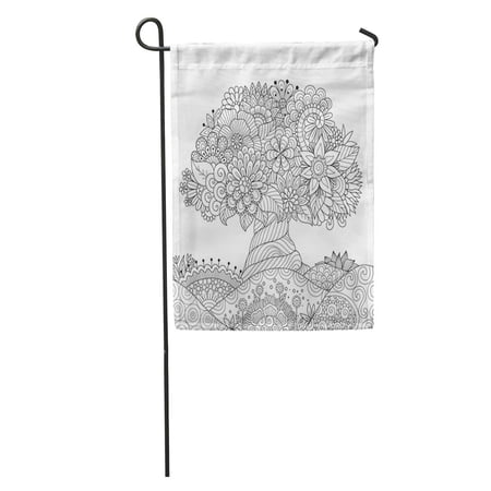 SIDONKU Mandala Beautiful Abstract Tree and Adult Coloring Book Flower Drawing Garden Flag Decorative Flag House Banner 12x18 inch
