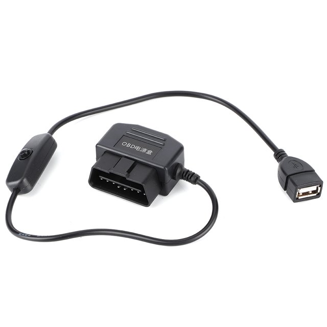 VOBOR Cable De Carga De Alimentación USB OBD2 De 18,7 Pulgadas, Cargador De Conector De 16 Pines Para Cámara DVR De GPS Para Coche