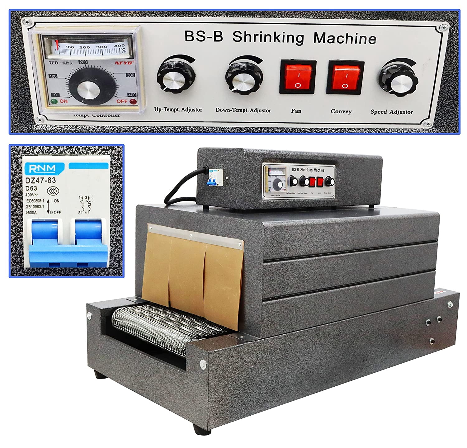 PreAsion Mesh Type Shrink Tunnel Packaging Machine Automatic Film Sealing Machine PVC/POF 220V 5.5KW