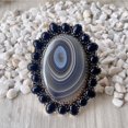 thumbnail image 2 of Botswana Agate And Black Onyx Statement Handcrafted Ring. made In 925 Sterling Silver. Boho Ring, Two Stone Ring, Boho Jewelry Gift Her,...., 2 of 3