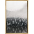 thumbnail image 3 of PixonSign Framed Canvas Print Wall Art Forest & Lake Reflection Nature Wilderness Photography Realism Contemporary Scenic Dark Black and White for Living Room, Bedroom, Office - 24x36 Natural, 3 of 5