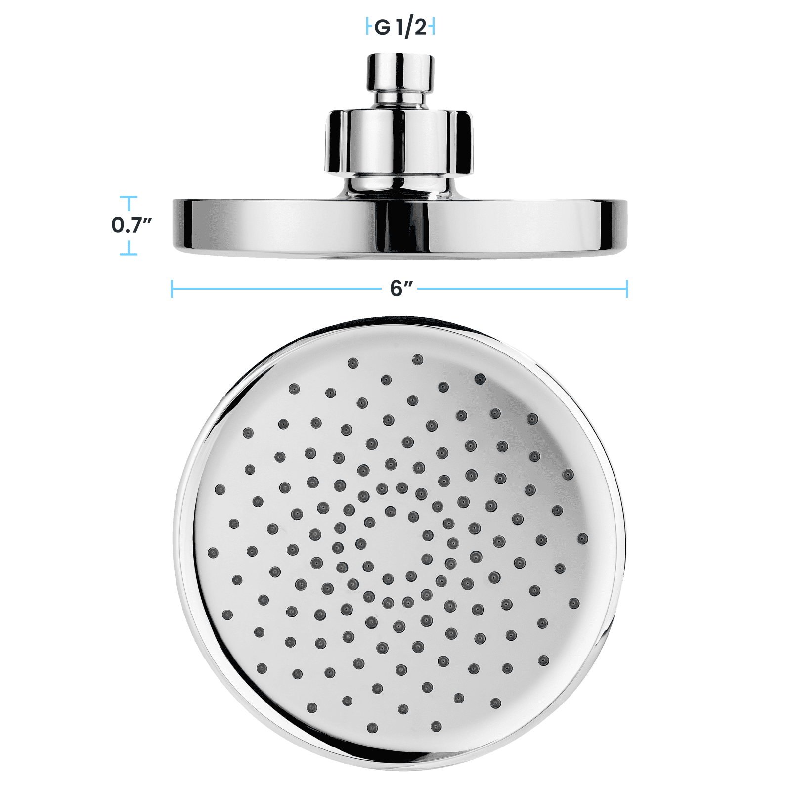 (2 pack) Liba 6-inch High Pressure Shower Head, Chrome Plated Brass, Silicone Nozzles Spray