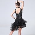 thumbnail image 4 of Falda de baile de malla de lentejuelas con lentejuelas sexy L Negro Sunnimix Vestido de baile, 4 of 8