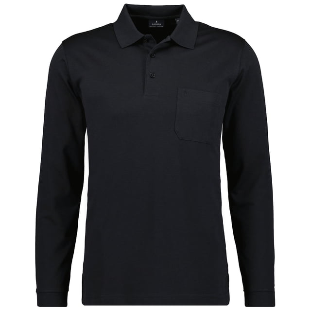 RAGMAN Polo de manga larga para hombre - Soft Knit Polo Polo con botones de manga larga, mezcla de algodón, botones delanteros, fácil de cuidar Negro XL (X-Large)