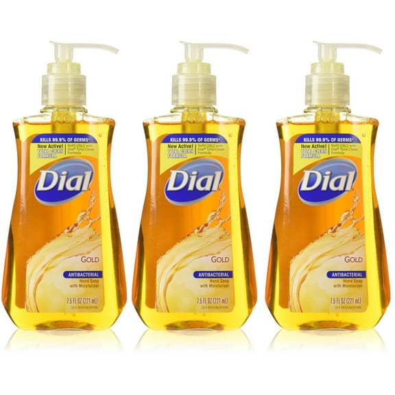 Dial Antibacterial Liquid Hand Soap Gold 7.5 oz, Pack of 3