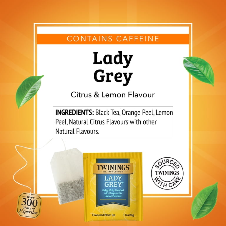 Twinings Lady Grey Citrus Black Tea, 20 Individually Wrapped Bags