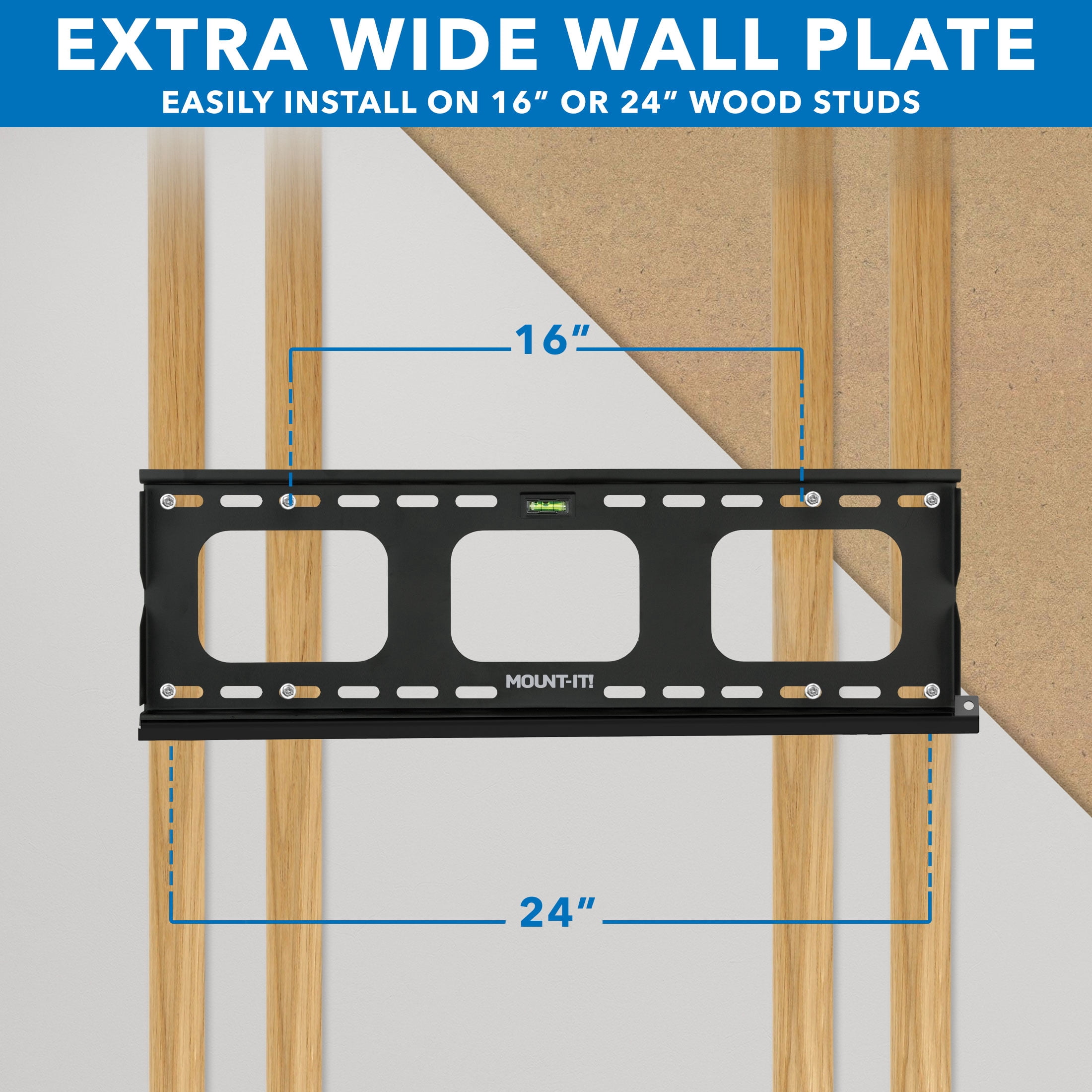 Mount-It! Low-Profile TV Wall Mount, Fits 37" to 80" TV's, 175 lbs. Capacity, Slim Design, Heavy Duty
