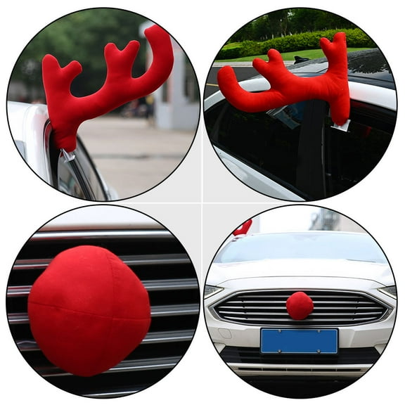 FONDOTIN Cute Car Accessories Christmas 1 Set Red Non-Woven Fabric