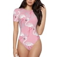 thumbnail image 2 of Picia Pink Flamingo Womens One Piece Swimsuits Modest Tummy Control Bathing Suits Lace Up Slimming Swim Suit-Medium, 2 of 9