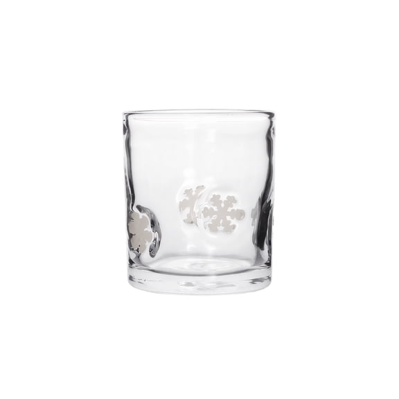 Glass Cup Hand Embossed Snowflake Decorated Clear Tumbler 9.0 oz Single Pack for Christmas Party Daily Drinking Holiday Home Tabletop Decor Ideal Festive Gift for Family Friends