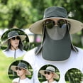 thumbnail image 4 of OIOLOYJM Fishing Hat for Men with Face Neck Flap UPF Sun Protection Removable Breathable Cap with Wide Brim Summer Outdoor Hiking Sun Hat Army Green, 4 of 4