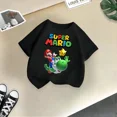 thumbnail image 3 of Camiseta de verano de la marca de dibujos animados Mario, cómoda para niños, informal, de calle, con diseño de sol, para niños y niñas, ropa bonita de estilo Harajuku para niños y hermanos, 3 of 5