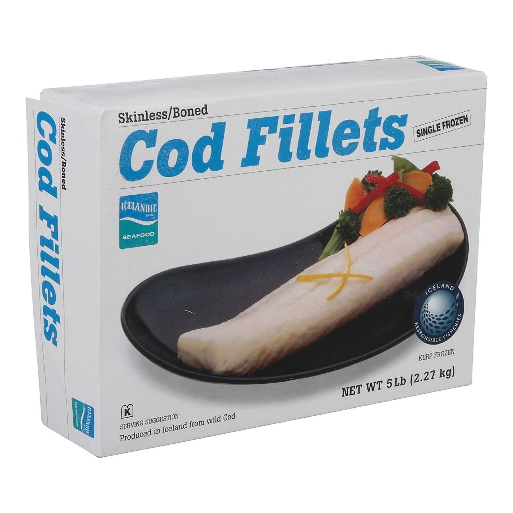 Skinless Cello Cod Fillet, 5 Pound - 10 per case.