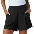 thumbnail image 2 of Omexry Jean Shorts Womens High Waisted Women's Solid High Waisted Pleated Shorts - Wide Leg Casual Shorts with Pockets Black S, 2 of 7