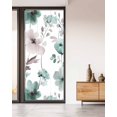 thumbnail image 3 of Vintage Teal Window Privacy Film Brown Floral Watercolor Blossom Flowers Abstract Decorative Glass Window Film UV Blocking Static Cling Non-Adhesive Sticker Covering for Home Door 35.4x78.7 inches, 3 of 8