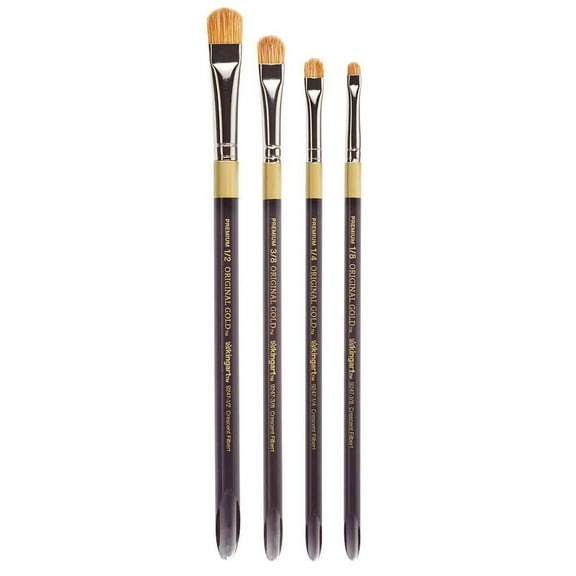 KINGART Original Gold 9247 Crescent Filbert Synthetic Blend Series Premium Multimedia Artist Brushes, Set of 4