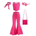 thumbnail image 1 of Película Margot Robbie Barbie disfraz de Cosplay rosa estrellado chaleco Top pantalones bufanda traje para niños niñas fiesta de cumpleaños vestido a cuadros rosa, 1 of 5
