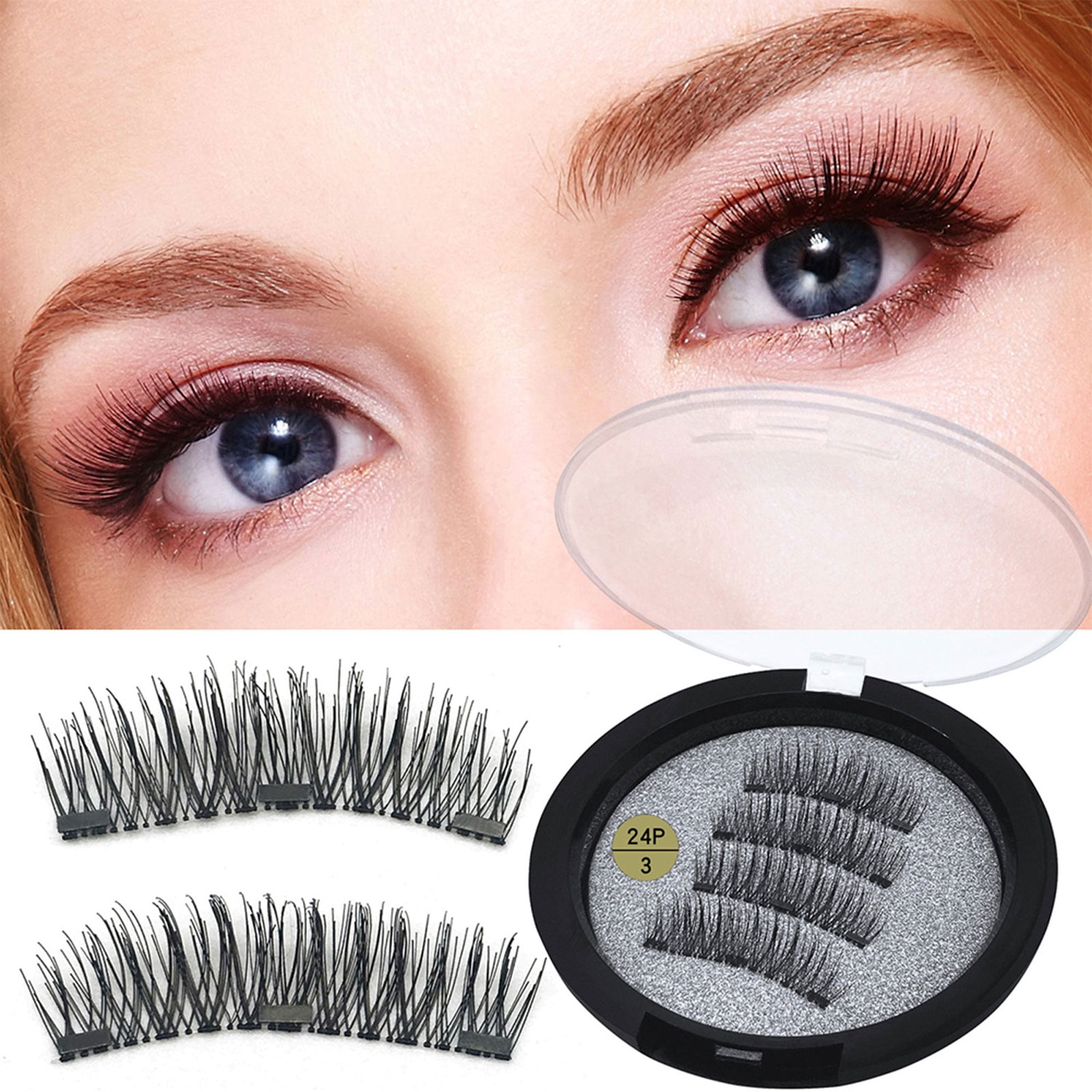 4Pcs False Eyelashes Set, 3D Natural Fiber Seamless