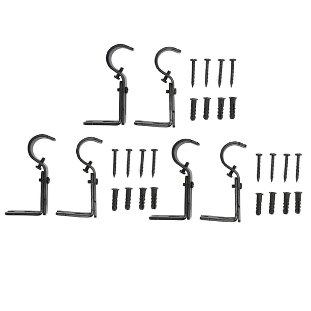 6 piezas Soporte de barra de cortina ajustable Soporte de poste romano Soporte de cortina para varios estilos de cortina Grosores Negro