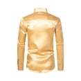 thumbnail image 4 of Gomelly Men Shirt Luxury Tops Casual Dress Mens Solid Party Satin Silk Yellow M, 4 of 5