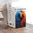 thumbnail image 6 of KLL Red And Blue Abstract Print Wood Book Ends for Shelves,1 Pair Wood Bookends Book Holder Stand Decorative, Book Stoppers for Heavy Duty Books CD File Video Games, 6 of 8
