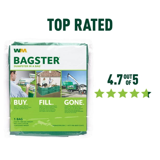 BAGSTER 3CUYD Dumpster in a Bag holds up to 3,300 lb, Green